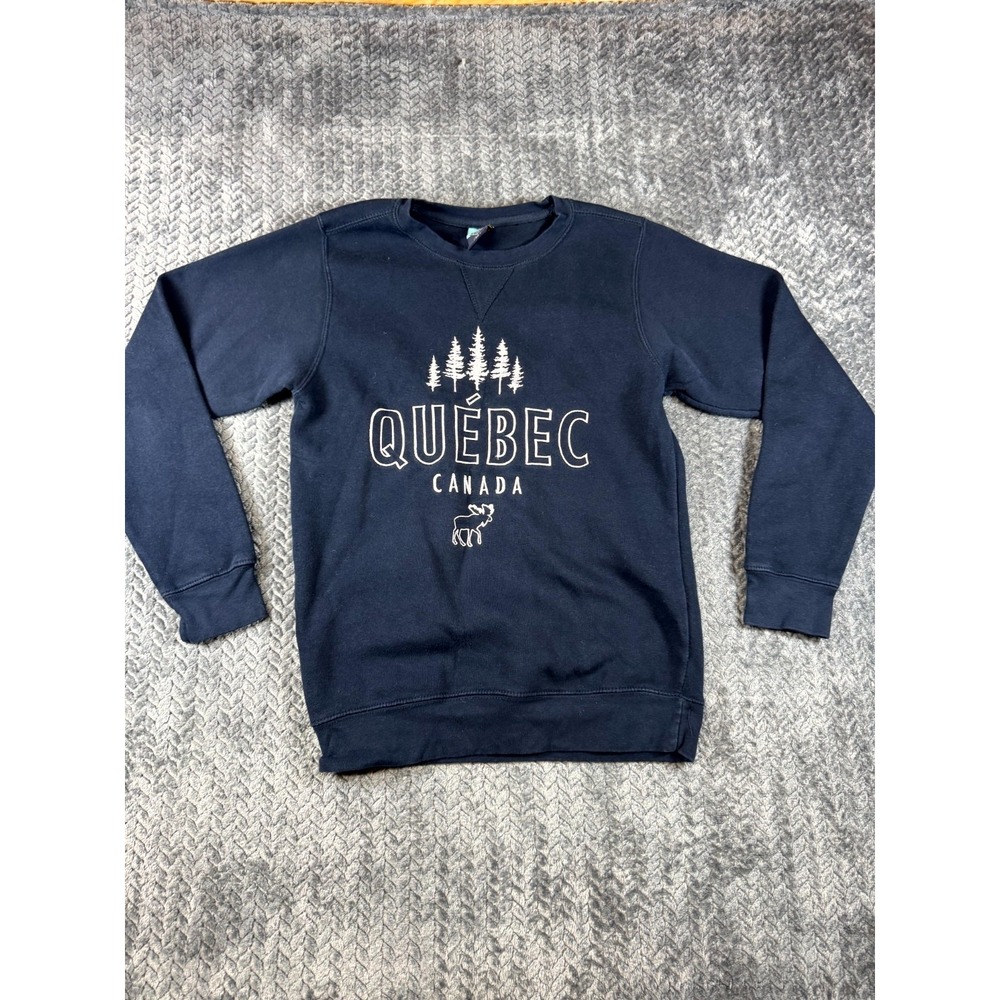 Coastal Culture Sweatshirt Womens XS Navy Blue Québec Canada Graphic Crewneck